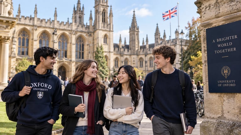 Students on a UK university campus